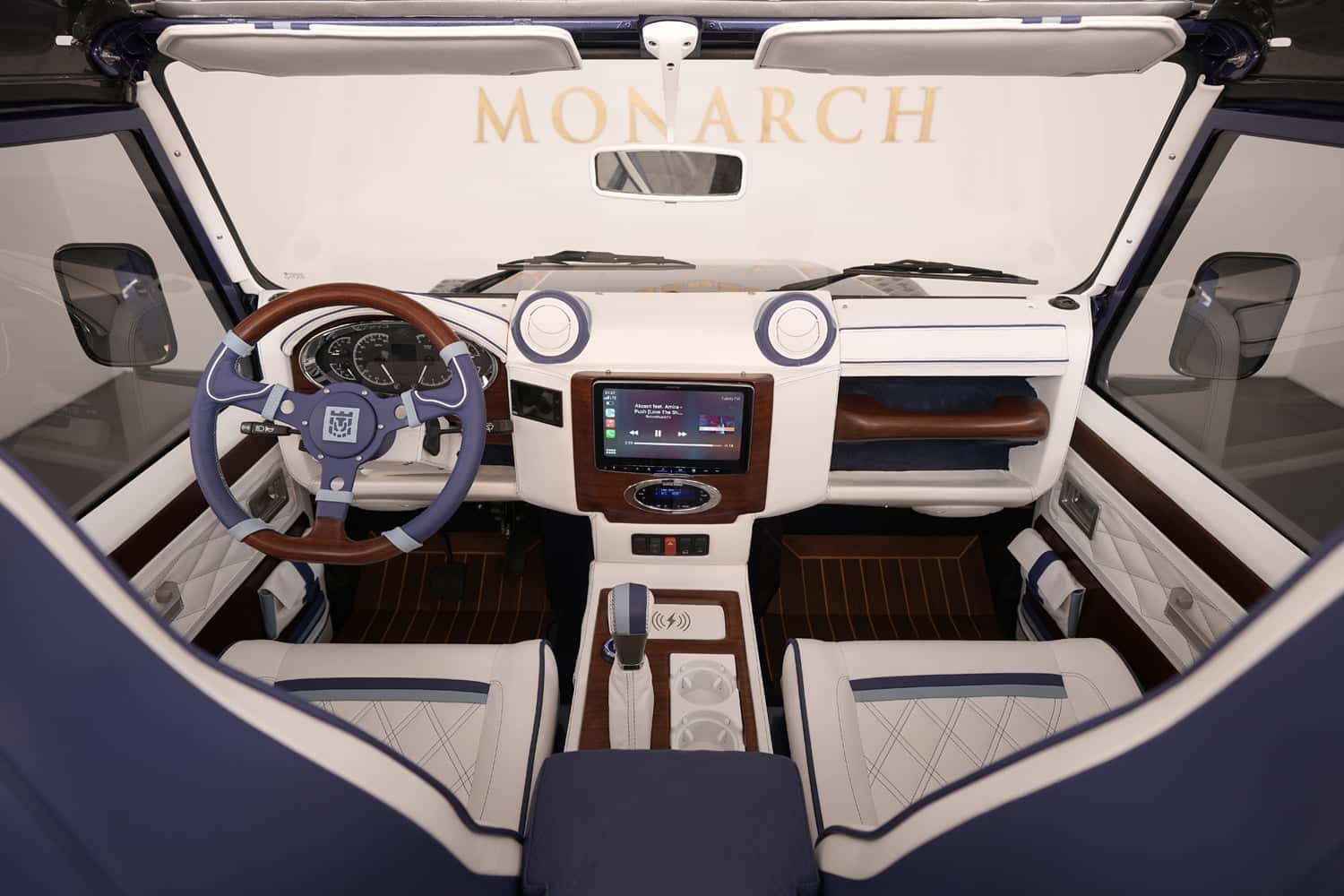 Bespoke Land Rover Defender interior featuring premium materials and modern technology