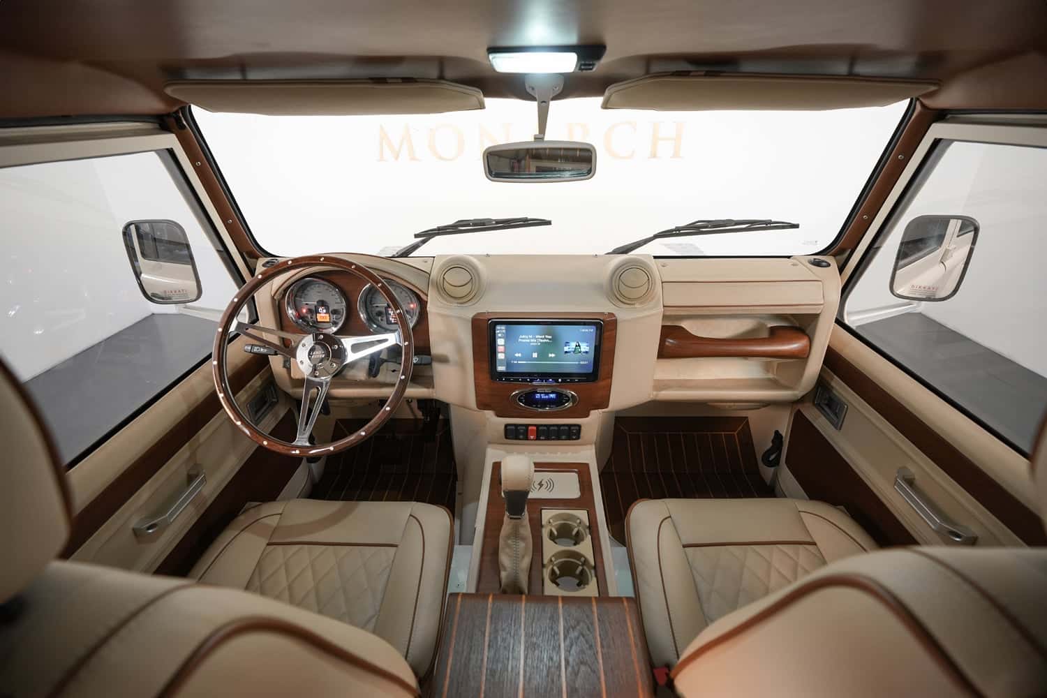 Bespoke Land Rover Defender interior with premium materials and modern technology
