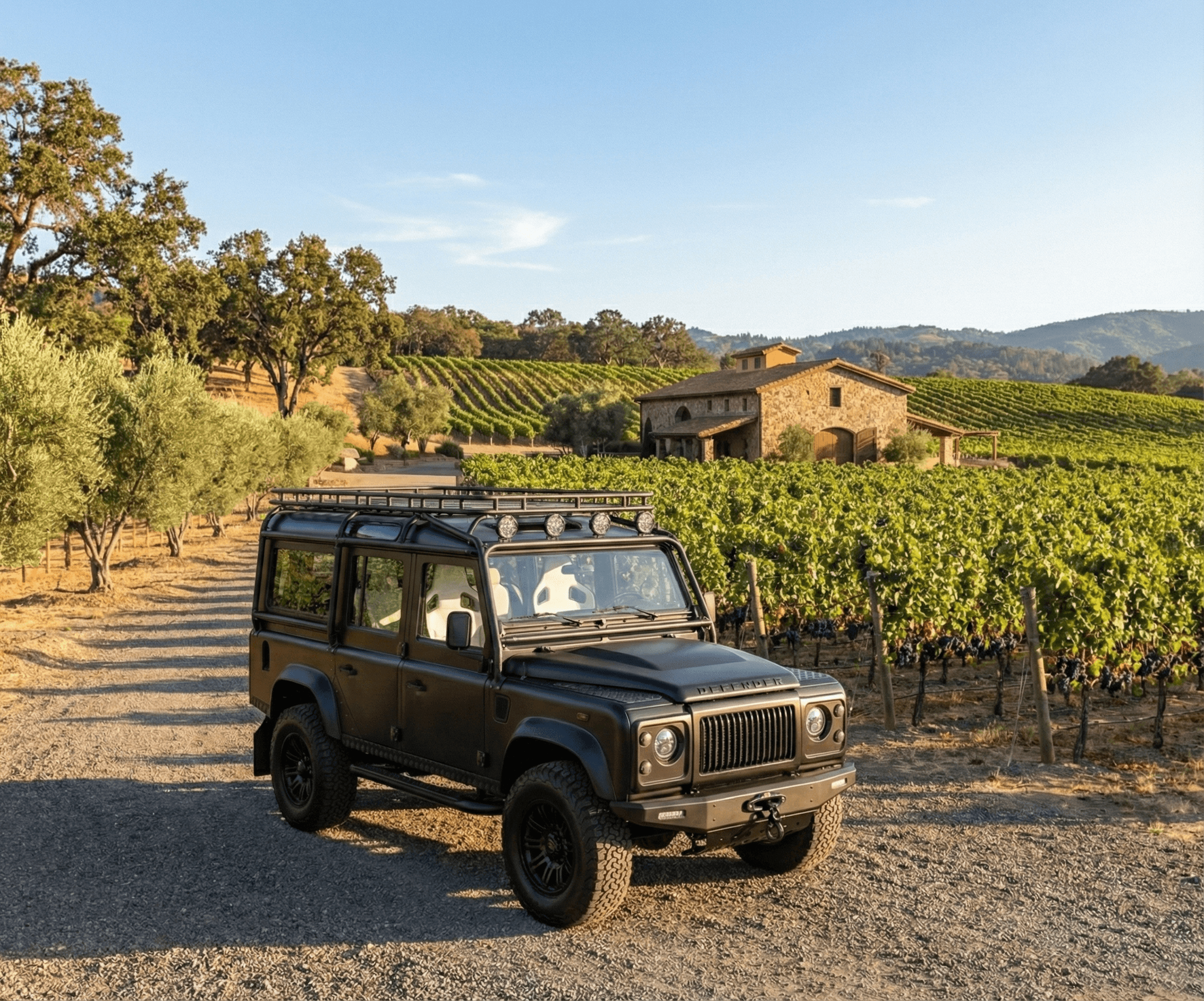Restored Land Rover Defenders