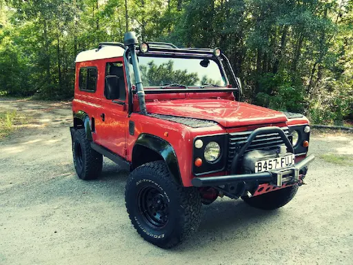 1980s land rover defender 90 red